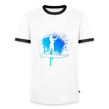 Standup Paddle Standup Paddling Stand up Paddling - Männer Kontrast-T-Shirt - Weiß/Schwarz - Vorne - AI Model Female 172 light (172cm) & AI Model Male 178 dark (178cm)