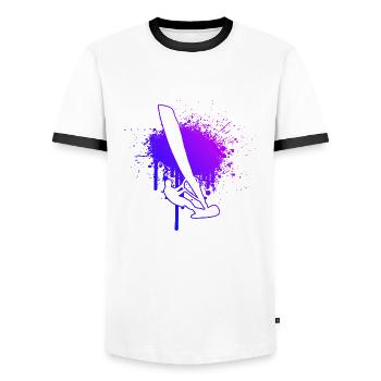 Surfing Windsurfer Windsurfing Surfer Men - Men's Ringer Shirt - white/black - Front - AI Model Female 172 light (172cm) & AI Model Male 178 dark (178cm)