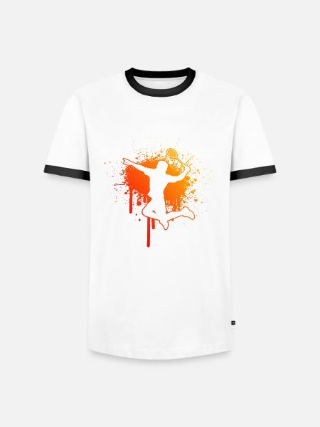 Badmintonspieler Herren Badminton Federball - Männer Kontrast-T-Shirt - Weiß/Schwarz