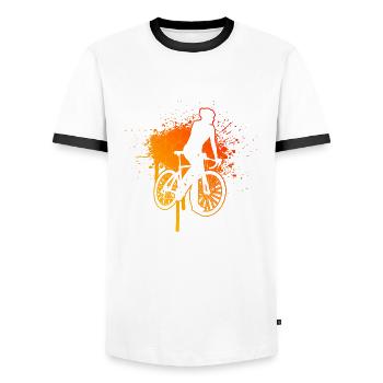 Road Bike Road Cycling Road Bike Road Cyclist - Men's Ringer Shirt - white/black - Front - AI Model Female 172 light (172cm) & AI Model Male 178 dark (178cm)
