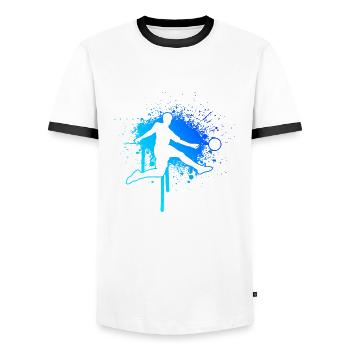 Football Footballers Women's Football Players Men - Men's Ringer Shirt - white/black - Front - AI Model Female 172 light (172cm) & AI Model Male 178 dark (178cm)