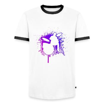 Batterie Batteur Femmes Batteur - T-shirt contrasté Homme - blanc/noir - Devant - AI Model Female 172 light (172cm) & AI Model Male 178 dark (178cm)