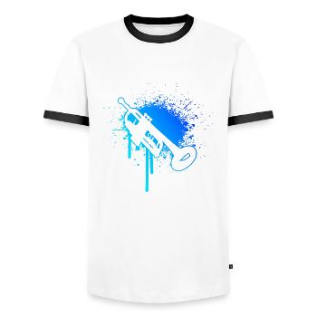 Women's Trumpet Player Trumpet Trumpet Playing - Men's Ringer Shirt - white/black - Front - AI Model Female 172 light (172cm) & AI Model Male 178 dark (178cm)