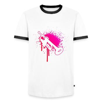 Trompete Trumpet Player Trompetenspieler - Men's Ringer Shirt - white/black - Front - AI Model Female 172 light (172cm) & AI Model Male 178 dark (178cm)