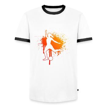 Men's Football Football Footballers - Men's Ringer Shirt - white/black - Front - AI Model Female 172 light (172cm) & AI Model Male 178 dark (178cm)