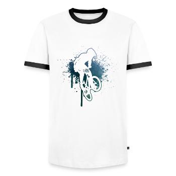 bmx jungen Radfahren bmx bmx fahrrad Herren - Männer Kontrast-T-Shirt - Weiß/Schwarz - Vorne - AI Model Female 172 light (172cm) & AI Model Male 178 dark (178cm)