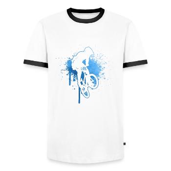 bmx Jeunes Hommes Vélo BMX Cyclisme Femmes - T-shirt contrasté Homme - blanc/noir - Devant - AI Model Female 172 light (172cm) & AI Model Male 178 dark (178cm)