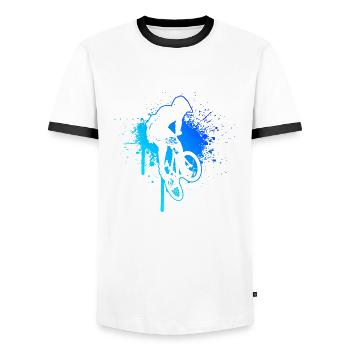 Vélo Femmes bmx garçons bmx vélo hommes bmx - T-shirt contrasté Homme - blanc/noir - Devant - AI Model Female 172 light (172cm) & AI Model Male 178 dark (178cm)