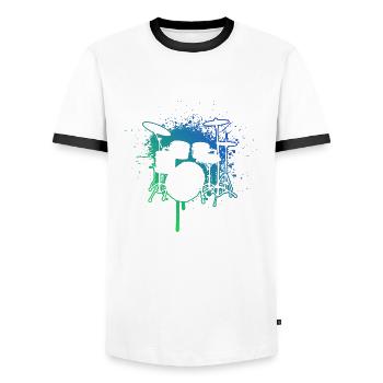 Drum Kit Schlagzeugspieler Schlagzeugspielen - Männer Kontrast-T-Shirt - Weiß/Schwarz - Vorne - AI Model Female 172 light (172cm) & AI Model Male 178 dark (178cm)