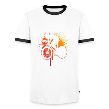 Road Bike Women's Road Bike Road Cyclist Road Cyclist - Men's Ringer Shirt - white/black - Front - AI Model Female 172 light (172cm) & AI Model Male 178 dark (178cm)