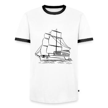 voilier vieux navire - T-shirt contrasté Homme - blanc/noir - Devant - AI Model Female 172 light (172cm) & AI Model Male 178 dark (178cm)