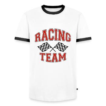 racing team - T-shirt contrasté Homme - blanc/noir - Devant - AI Model Female 172 light (172cm) & AI Model Male 178 dark (178cm)