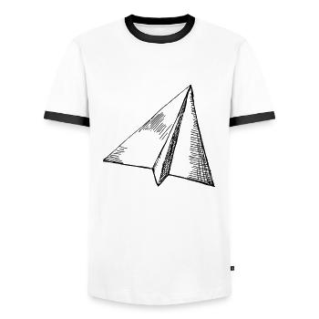 Paper planes - flying - Men's Ringer Shirt - white/black - Front - AI Model Female 172 light (172cm) & AI Model Male 178 dark (178cm)