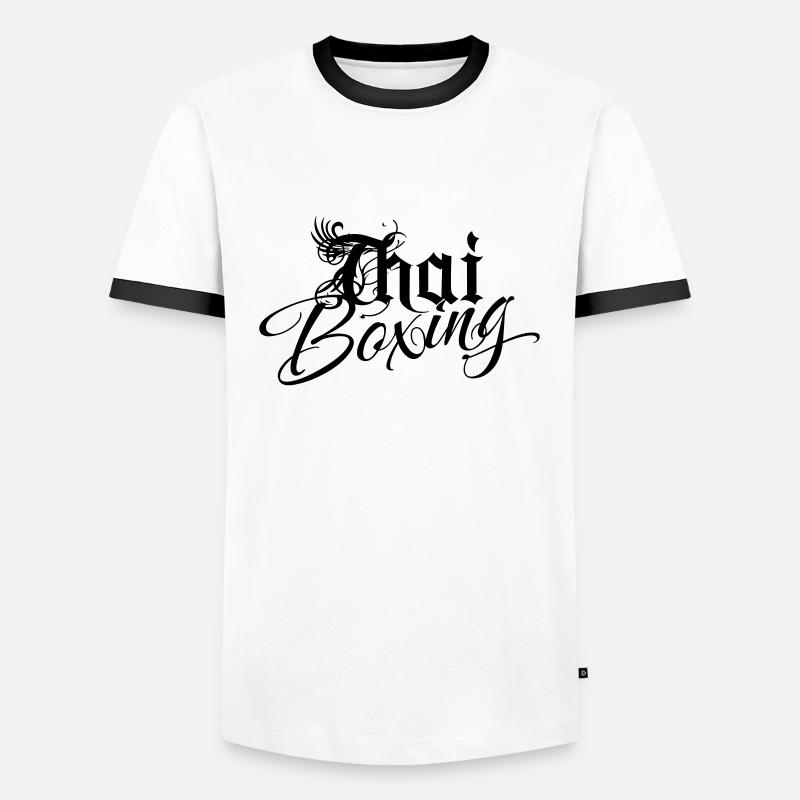 Thai Boxing Authentik - Männer Kontrast-T-Shirt - Weiß/Schwarz