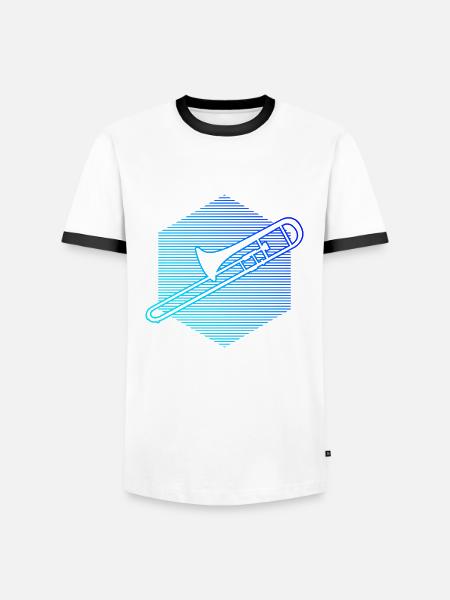 Posaunistin Tenorposaune Blechblasinstrument - Männer Kontrast-T-Shirt - Weiß/Schwarz