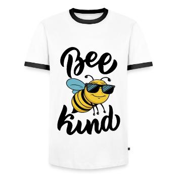 Funny Bee Saying Bee Child - Men's Ringer Shirt - white/black - Front - AI Model Female 172 light (172cm) & AI Model Male 178 dark (178cm)