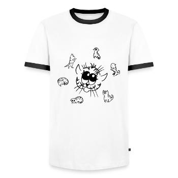 Sun from incredibly cute cats - Men's Ringer Shirt - white/black - Front - AI Model Female 172 light (172cm) & AI Model Male 178 dark (178cm)