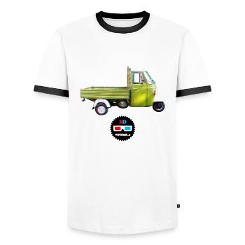 Vintage - Ape 3D - Men's Ringer Shirt - white/black - Front - AI Model Female 172 light (172cm) & AI Model Male 178 dark (178cm)