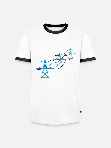 modèle de rangée beaucoup piste mât électrique puissance poteau ele - T-shirt contrasté Homme - blanc/noir