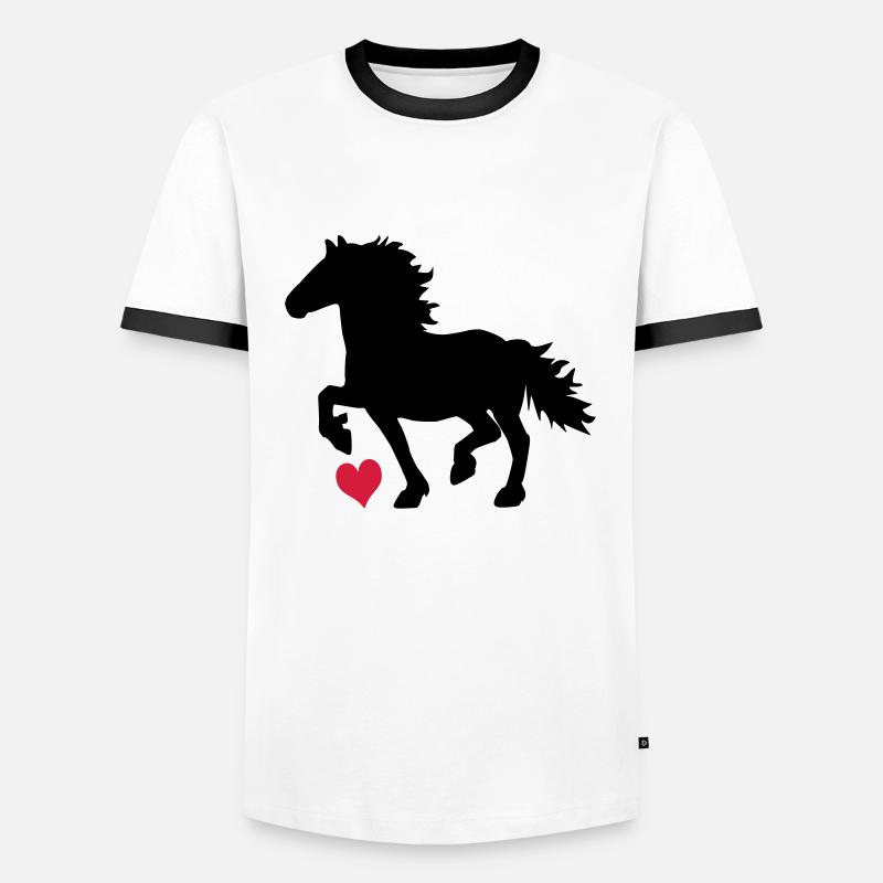 Friesenpferd - Männer Kontrast-T-Shirt - Weiß/Schwarz