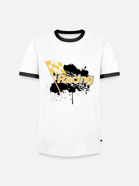 Racing - Männer Kontrast-T-Shirt - Weiß/Schwarz