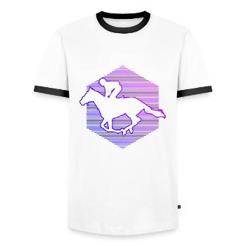 Equestrian Ladies Equestrian Sport Horse Riding - Men's Ringer Shirt - white/black - Front - AI Model Female 172 light (172cm) & AI Model Male 178 dark (178cm)