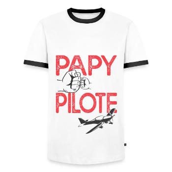 Cadeau papy meilleur papi pilote avion - T-shirt contrasté Homme - blanc/noir - Devant - AI Model Female 172 light (172cm) & AI Model Male 178 dark (178cm)