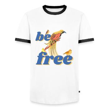 be free - Männer Kontrast-T-Shirt - Weiß/Schwarz - Vorne - AI Model Female 172 light (172cm) & AI Model Male 178 dark (178cm)