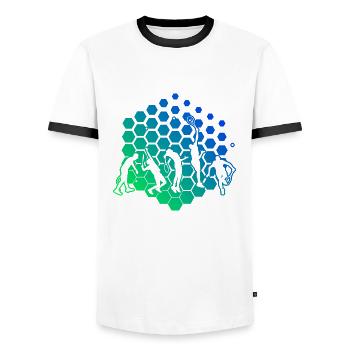 Tennisspielen Damen Tennisspieler Tennis Herren - Männer Kontrast-T-Shirt - Weiß/Schwarz - Vorne - AI Model Female 172 light (172cm) & AI Model Male 178 dark (178cm)