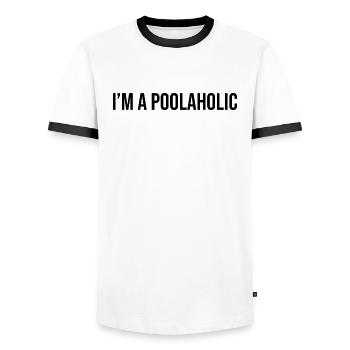 Je suis un accro de piscine - T-shirt contrasté Homme - blanc/noir - Devant - AI Model Female 172 light (172cm) & AI Model Male 178 dark (178cm)