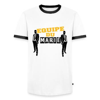 équipe marié 3 - T-shirt contrasté Homme - blanc/noir - Devant - AI Model Female 172 light (172cm) & AI Model Male 178 dark (178cm)