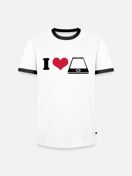 I love Smartphone - Männer Kontrast-T-Shirt - Weiß/Schwarz