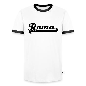 écrit roma - T-shirt contrasté Homme - blanc/noir - Devant - AI Model Female 172 light (172cm) & AI Model Male 178 dark (178cm)