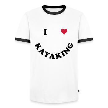 Kajak - T-shirt contrasté Homme - blanc/noir - Devant - AI Model Female 172 light (172cm) & AI Model Male 178 dark (178cm)