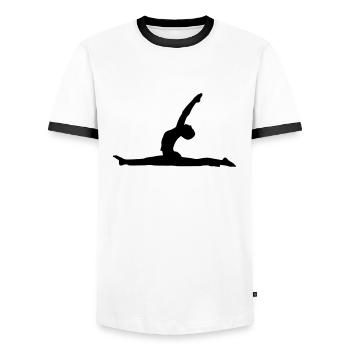 Yoga - Anjaneyasana - Männer Kontrast-T-Shirt - Weiß/Schwarz - Vorne - AI Model Female 172 light (172cm) & AI Model Male 178 dark (178cm)