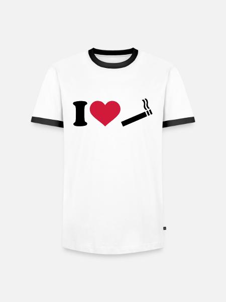 Zigarette - Männer Kontrast-T-Shirt - Weiß/Schwarz