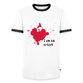 I am an artist - Men's Ringer Shirt - white/black - Front - AI Model Female 172 light (172cm) & AI Model Male 178 dark (178cm)