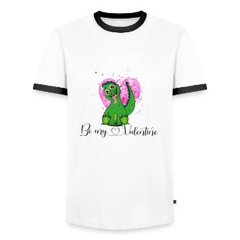 C’est l’heure de la Saint-Valentin - T-shirt contrasté Homme - blanc/noir - Devant - AI Model Female 172 light (172cm) & AI Model Male 178 dark (178cm)