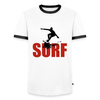 surf - Men's Ringer Shirt - white/black - Front - AI Model Female 172 light (172cm) & AI Model Male 178 dark (178cm)