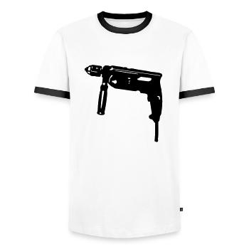 bohrmaschine - Männer Kontrast-T-Shirt - Weiß/Schwarz - Vorne - AI Model Female 172 light (172cm) & AI Model Male 178 dark (178cm)