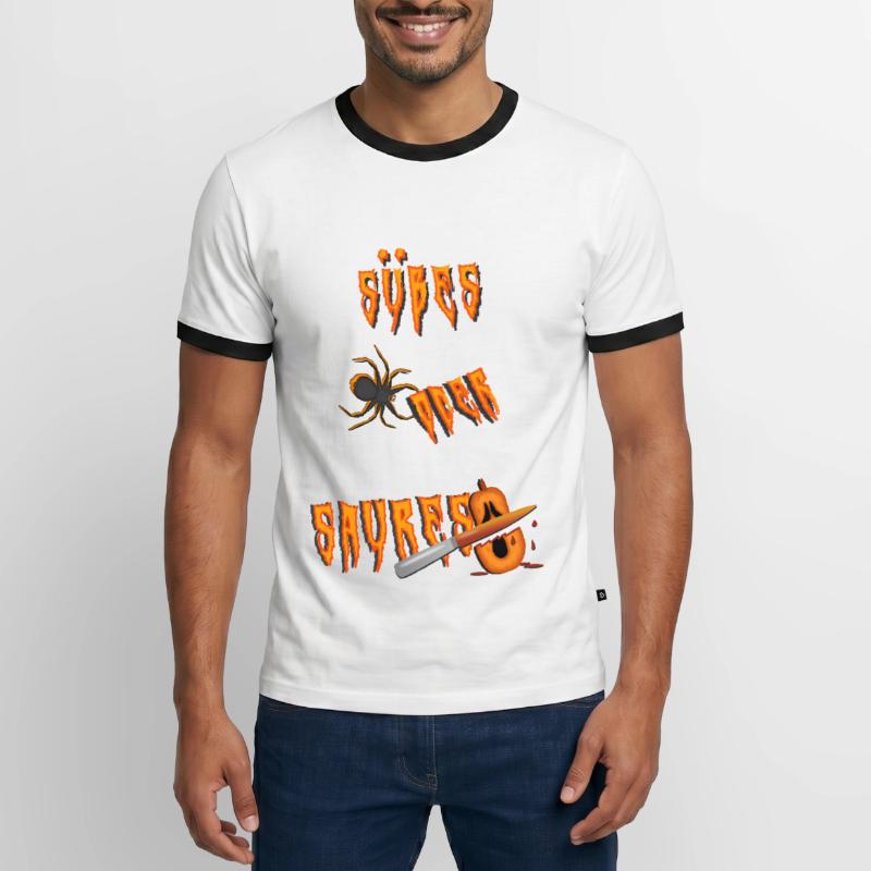 Süßes oder Saures suesses oder saures Männer Kontrast-T-Shirt