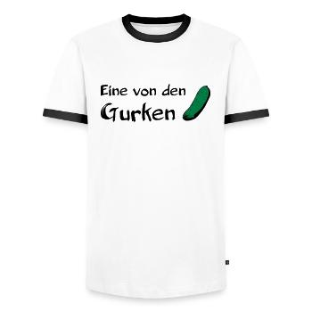 Eine von den Gurken - Männer Kontrast-T-Shirt - Weiß/Schwarz - Vorne - AI Model Female 172 light (172cm) & AI Model Male 178 dark (178cm)