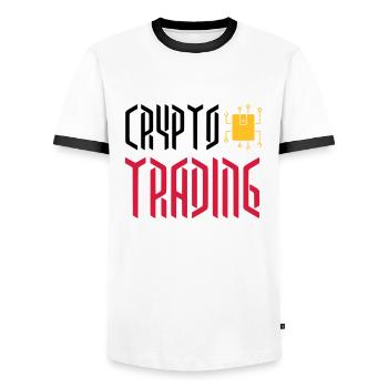 CRYPTOCURRENCIES / CRYPTOS / KRYPTOWÄHRUNG TRADING - Männer Kontrast-T-Shirt - Weiß/Schwarz - Vorne - AI Model Female 172 light (172cm) & AI Model Male 178 dark (178cm)