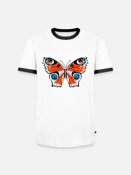 PFAUENAUGE - Männer Kontrast-T-Shirt - Weiß/Schwarz
