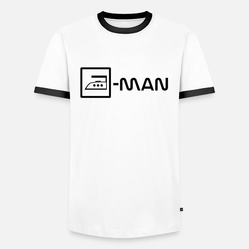ironing man - Männer Kontrast-T-Shirt - Weiß/Schwarz