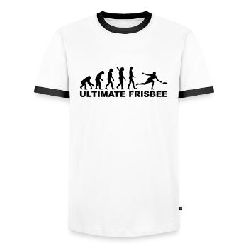 Ultimate Frisbee - T-shirt contrasté Homme - blanc/noir - Devant - AI Model Female 172 light (172cm) & AI Model Male 178 dark (178cm)