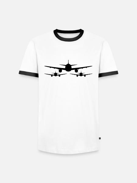 3 aviator team crew squadrons front front airplane - Men's Ringer Shirt - white/black