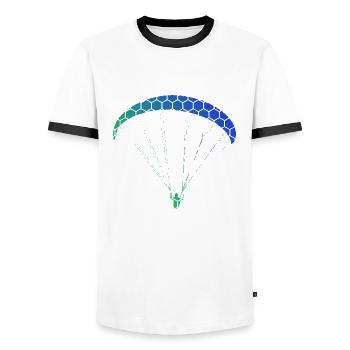 Paragliding Women Paragliding Men Paragliding - Men's Ringer Shirt - white/black - Front - AI Model Female 172 light (172cm) & AI Model Male 178 dark (178cm)