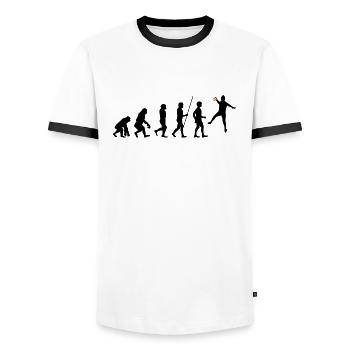 Handballer Evolution Handball Retro noir - T-shirt contrasté Homme - blanc/noir - Devant - AI Model Female 172 light (172cm) & AI Model Male 178 dark (178cm)