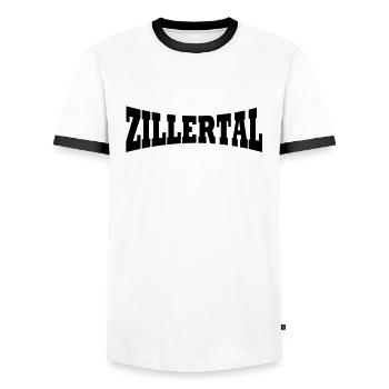 Zillertal Skiort - Männer Kontrast-T-Shirt - Weiß/Schwarz - Vorne - AI Model Female 172 light (172cm) & AI Model Male 178 dark (178cm)